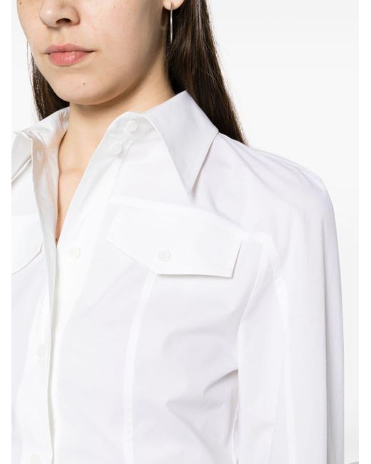 Alberta Ferretti White Hemd mit spitzem Kragen