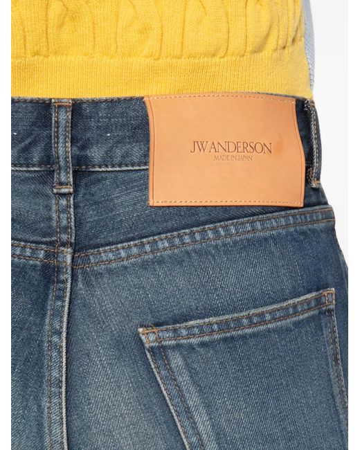 J.W. Anderson Blue Distressed-Effect Patchwork Jeans