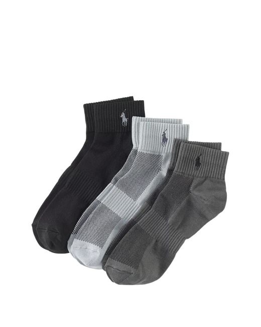 Polo Ralph Lauren Gray Logo-Embroidered Ribbed Socks (Set Of Three) for men