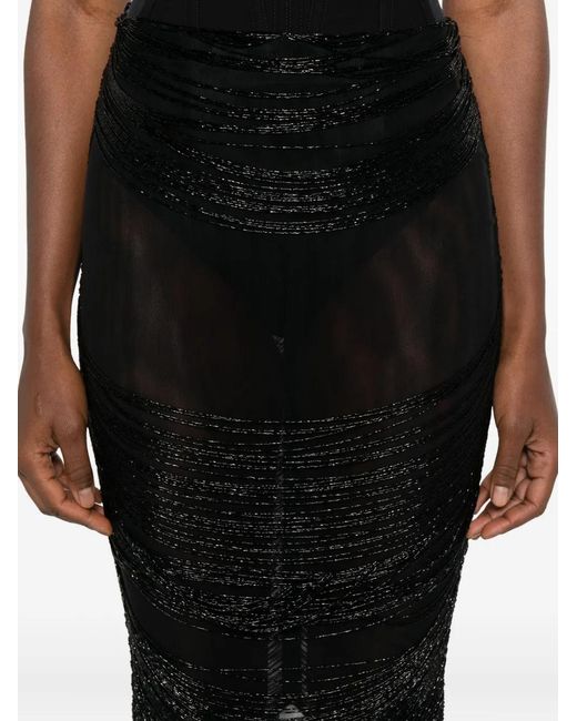 Monot Black Fringed Maxi Skirt