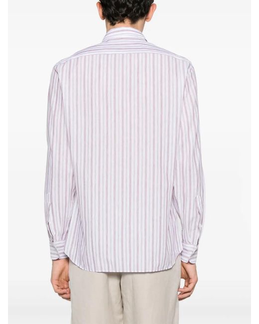 Lardini Gestreiftes Hemd Mit Klassischem Kragen in White für Herren