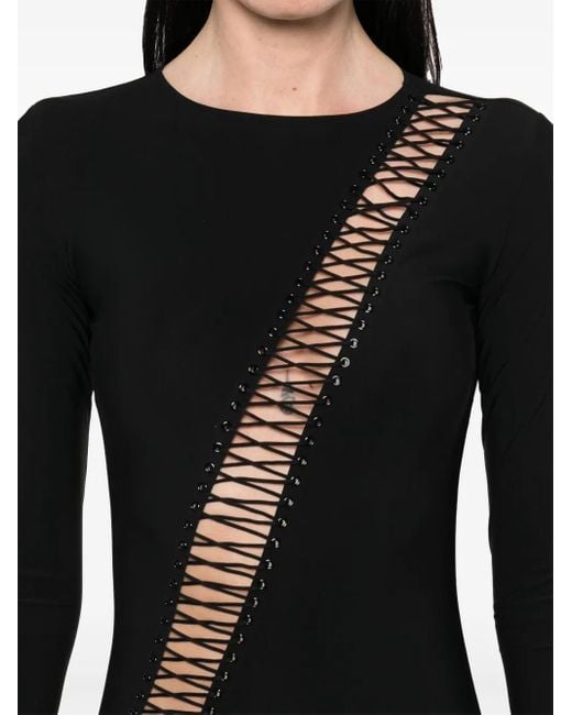 Maison Close Black Nuit Fauve Long-Sleeve Mini Dress
