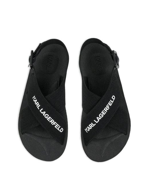 Karl Lagerfeld Black Crossover-Strap Buckle-Fastening Sandals for men