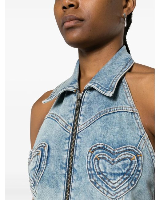 Moschino Blue Heart-Panels Denim Minidress