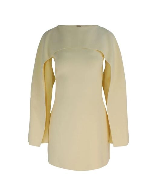 Cult Gaia White Almina Cape-Sleeve Mini Dress