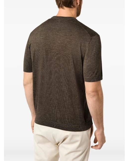 Paul & Shark Brown Fine-Knit Short-Sleeve T-Shirt for men