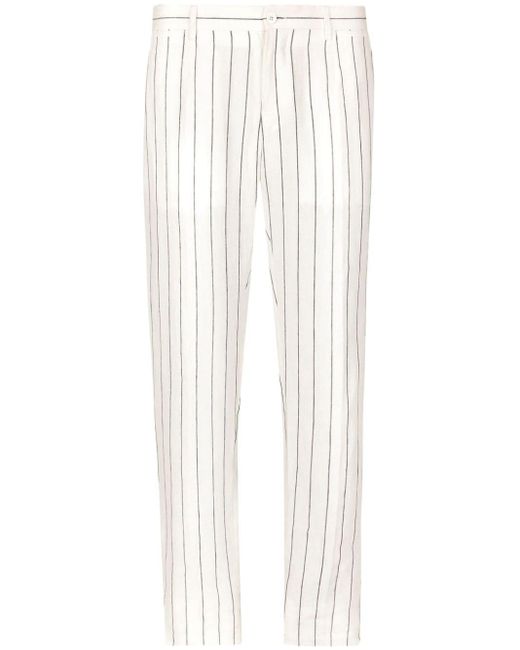 メンズ Dolce & Gabbana ストライプ リネンパンツ White