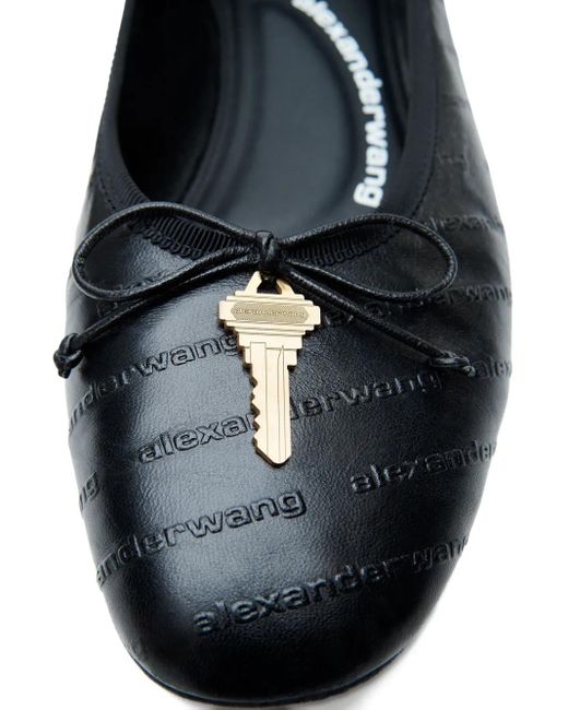 Alexander Wang Black Key-Detail Quilted Ballet Flats