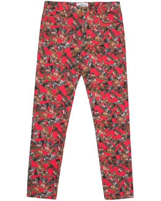 Pantaloni con stampa Orb di Vivienne Westwood in Red da Uomo