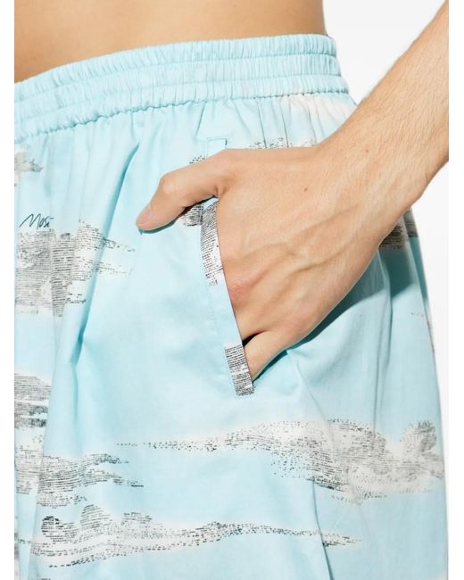 Moschino Blue Cloud-Print Shorts for men