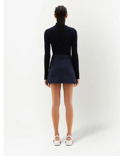 Courreges Blue Logo-Patch Mock-Neck Sweater