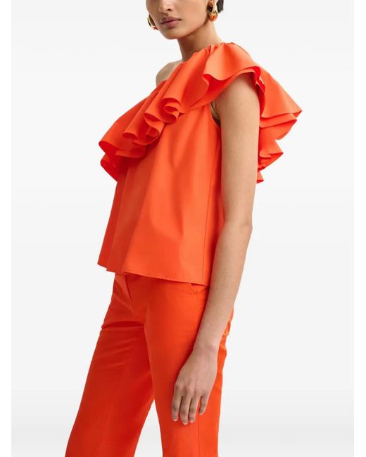 Essentiel Antwerp Orange "Jillian" Asymmetric Ruffle Top