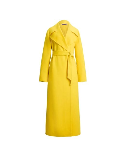 Ralph Lauren Yellow Micaela Belted Cashmere Coat