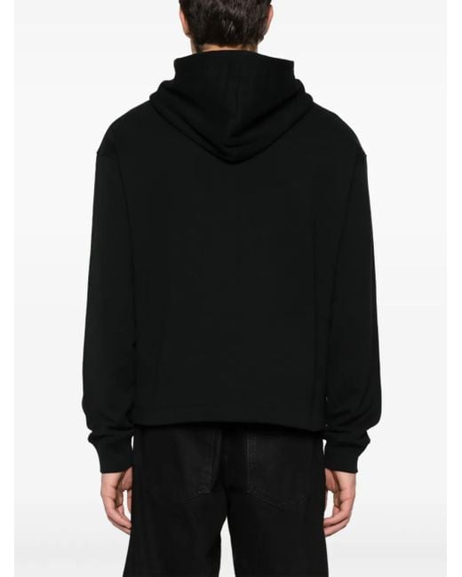 Moschino Black Logo-Appliqué Zip-Up Hoodie for men