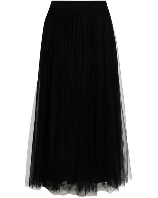 Fabiana Filippi Black Tulle Midi Skirt