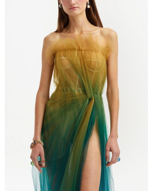 oscar de la renta green dress skimming fit. Oscar de la Renta Green
