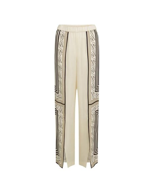 Karl Lagerfeld White Pantalon Palazzo À Détails Imprimés