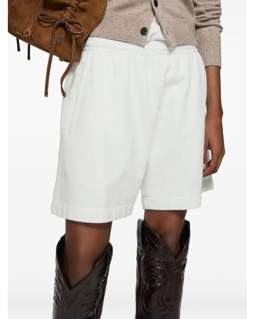 Acne White Logo-Patch Shorts