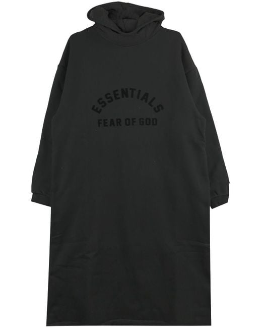 Fear Of God Black Logo-flocked Hoodie Dress