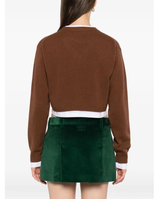 Maglione Crop di Miu Miu in Brown
