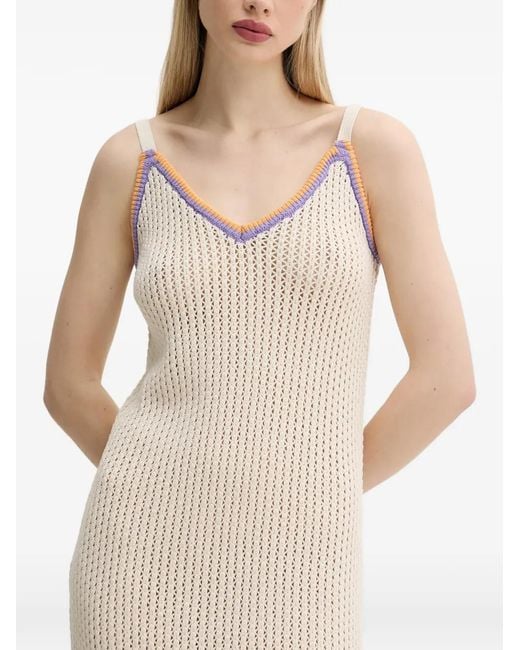 Rip Curl White Cala Vadella Open-Knit Side-Slit Midi Dress