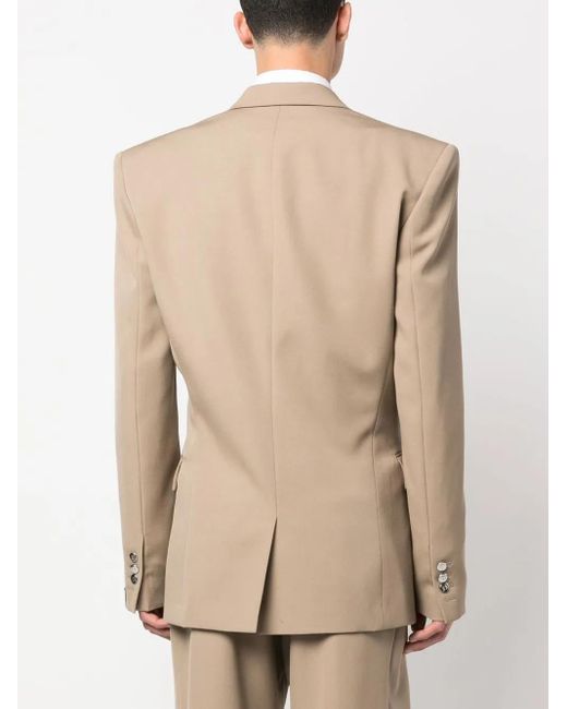 Balmain Natural Single-Breasted Wool Suit Jacket for men