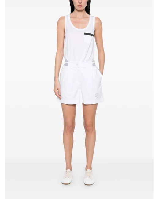 Brunello Cucinelli White Logo-Patch Track Shorts