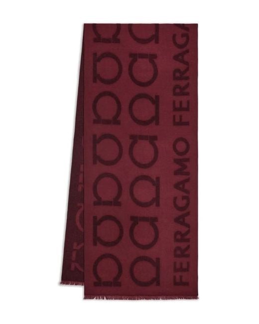 Ferragamo Purple Gancini Jacquard Logo Scarf