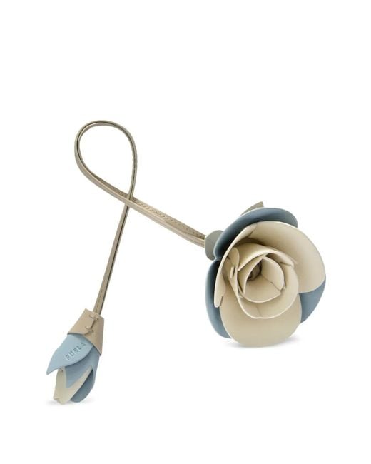 Furla Metallic Allegra Rose Leather Bag Charm