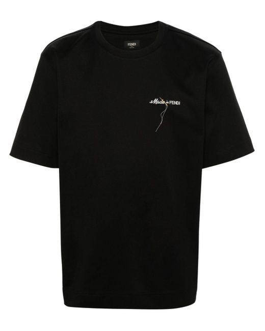 メンズ Fendi ロゴ Tシャツ Black
