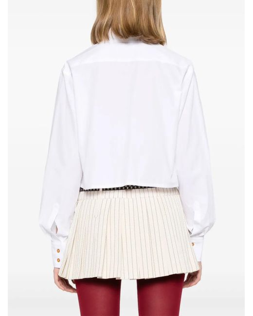 Vivienne Westwood White Cut-Off Heart Cropped Shirt