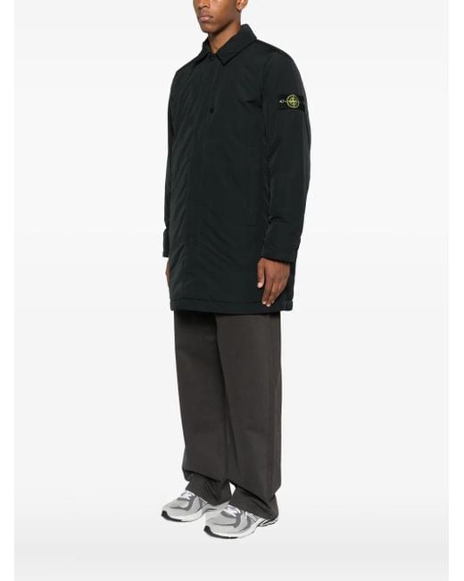 Stone Island Black Patch-Pocket Recycled-Polyester Coat for men
