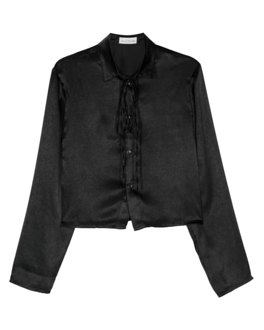 Ludovic de Saint Sernin Black Cropped Satin Shirt