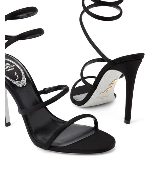 Rene Caovilla Black Cleo Satin Sandals