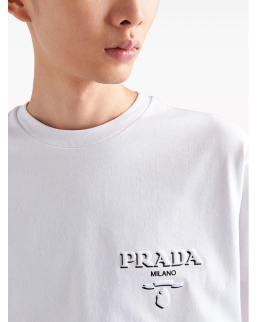 Prada T-shirt Met Logo-reliëf in het White voor heren