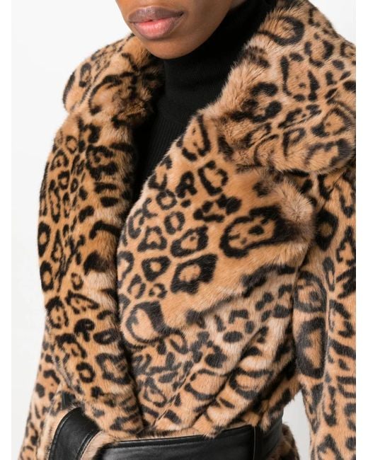 Philipp Plein Natural Leopard-Print Self-Tie Coat