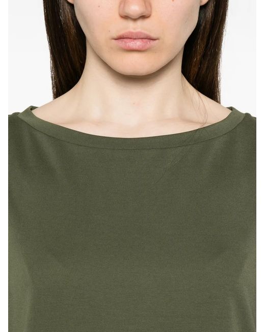 Max Mara Green Boat-Neck Short-Sleeve Top