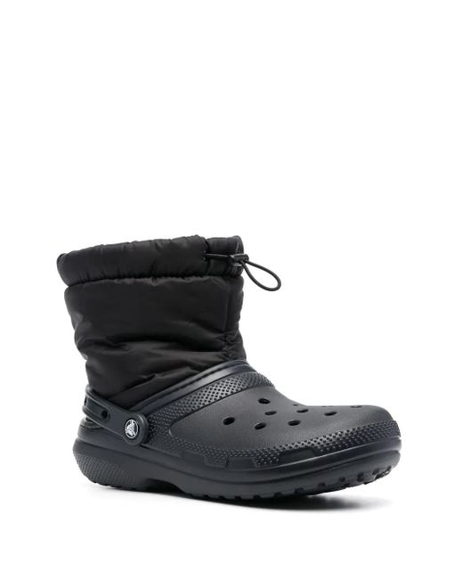 CROCSTM Black Padded-Panel Ankle Boots