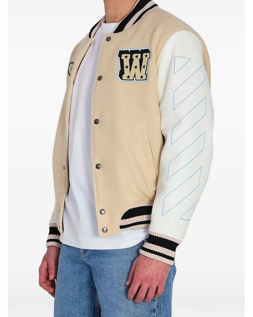 Off-White c/o Virgil Abloh Natural Logo-Patch Bomber Jacket for men