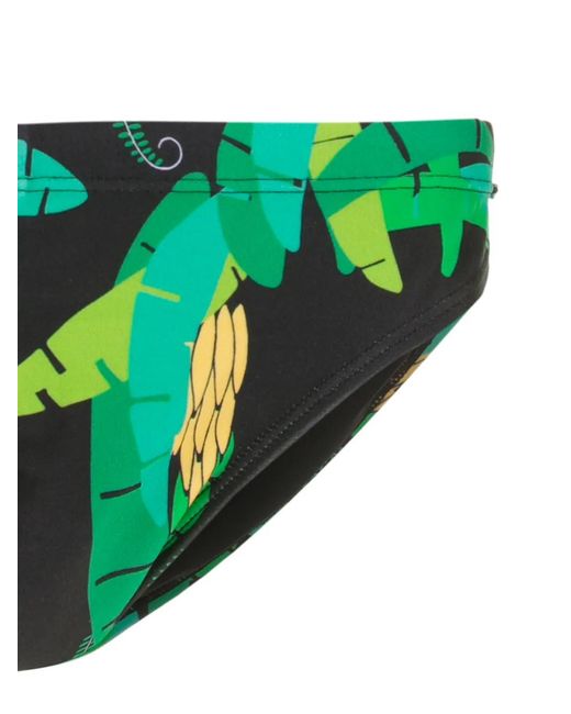 Amir Slama Green Leaf-Print Swimming Trunks for men