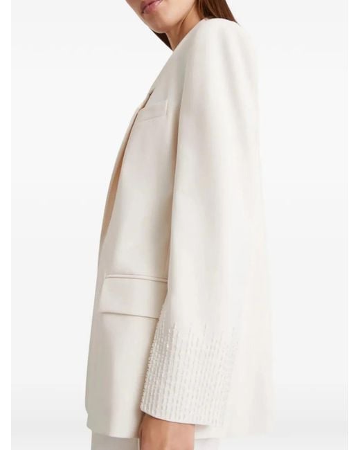 Marella White Bead-Embellished Single-Breasted Blazer