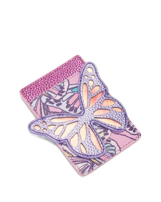 Kurt Geiger Purple Butterfly-Motif Printed Card Holder