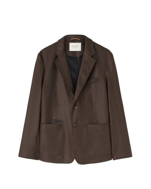 RETORI Brown Padded Single-Breasted Blazer for men