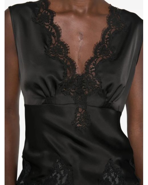 ERMANNO FIRENZE Black Lace-Trim Sleeveless Top