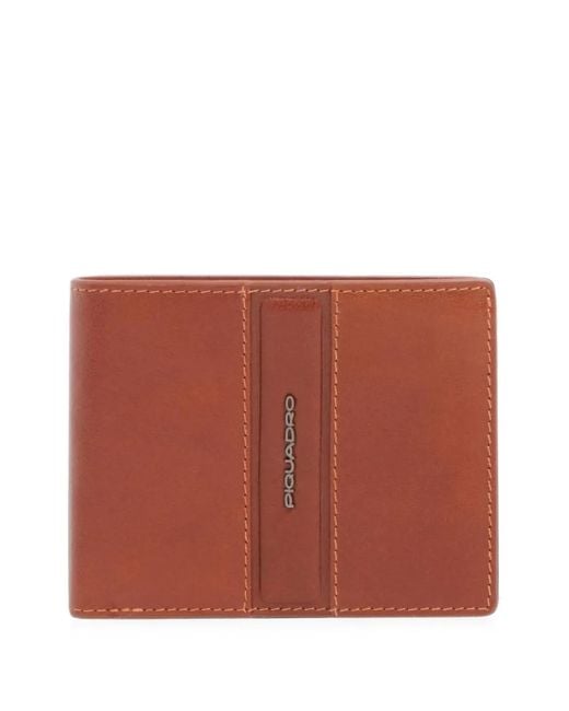 Piquadro Brown Logo-Plaque Bi-Fold Wallet for men