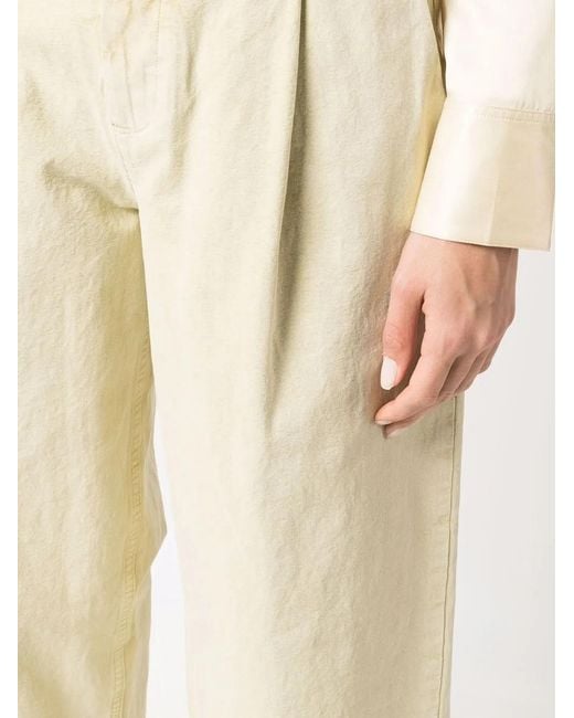 Jil Sander Natural Pleat-Detail Straight-Leg Trousers