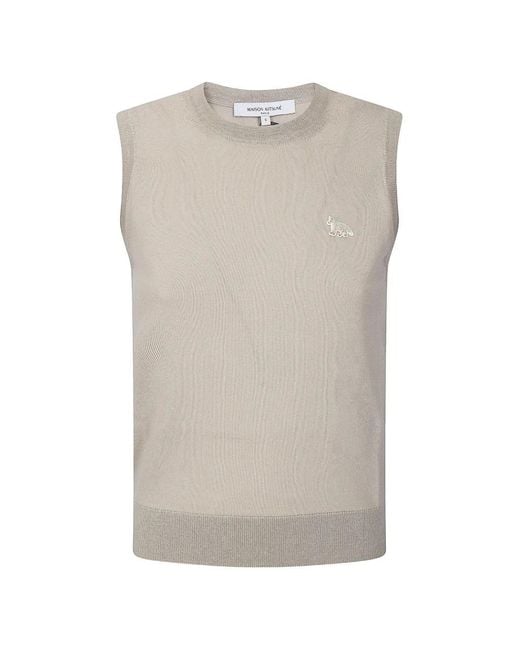 Maison Kitsuné White Fox-Embroidery Vest