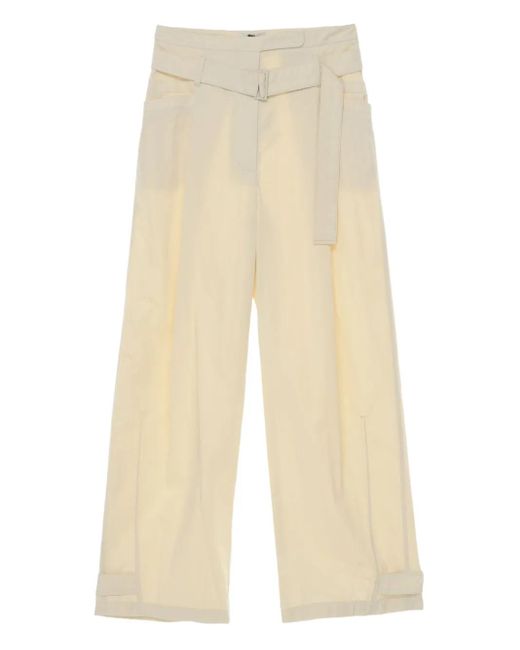 Low Classic Natural Double Belted Point Trousers