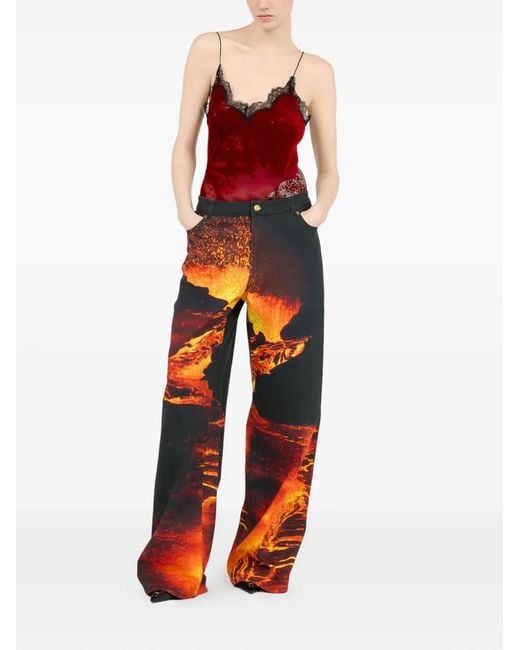 Roberto Cavalli Orange Lava-Print Jeans