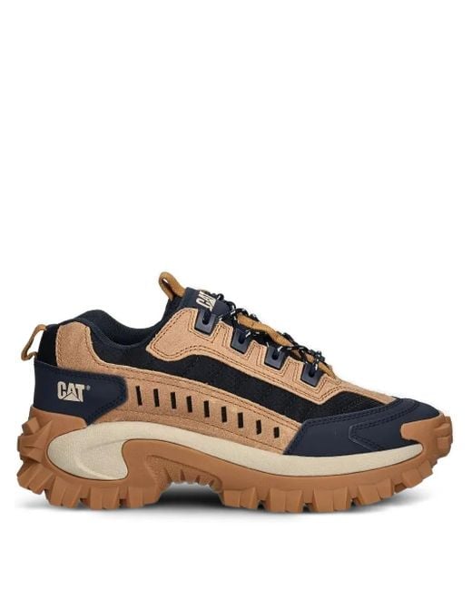 Caterpillar Brown Perforated-Panel Lace-Up Low-Top Sneakers